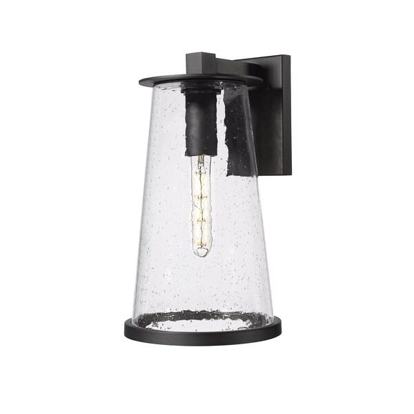 Z-Lite Bar Harbor Outdoor Wall, 1-Light, 10 In.W x 11 In.L x 18 In.H, Sand Black/Clear seedy 5004B-BK - main